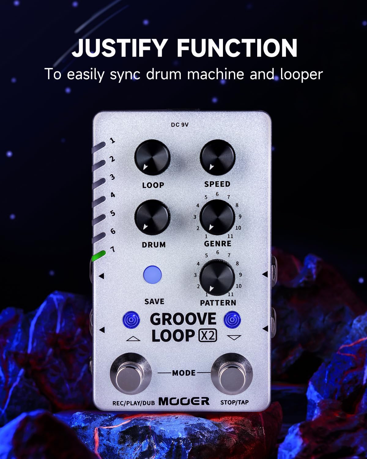 MOOER Groove Looper Pedal Drum Machine Stereo Guitar Loop Recorder Pedals with 140 Minutes Loops 121 Drum Grooves Editor Software (X2)