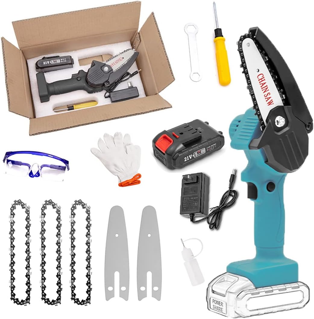 Mini Chain Saw,Handheld Chainsaw, Cordless Battery Power,Mini Chainsaw with Battery and led Lights,4 Inch Cordless Chainsaw with Charger, Suitable for Gardening, Wood, Outdoor Camping