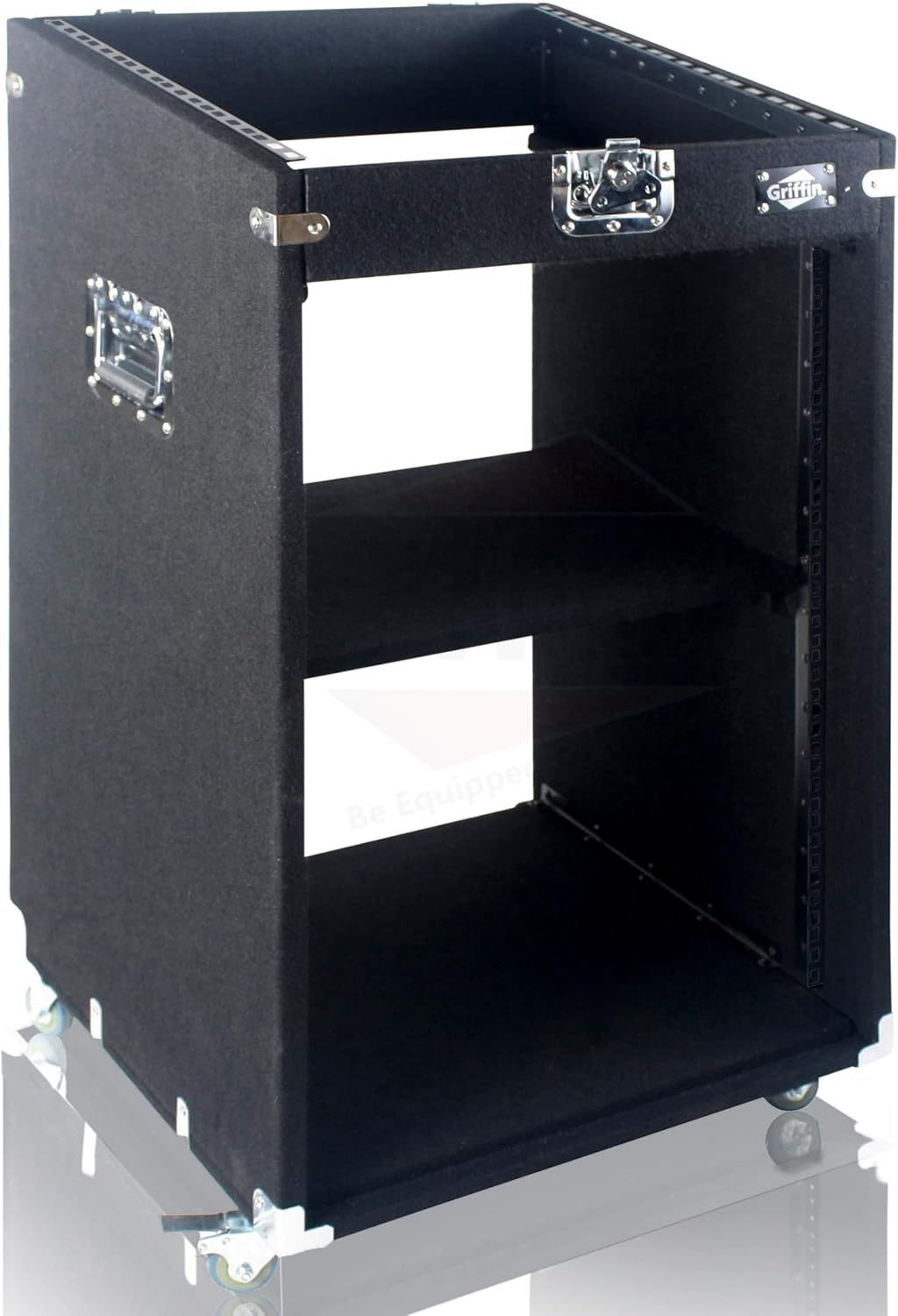 Griffin Rackmount Studio Mixer Flight Road Case (Ultimate-PROAudio) – 25U Mount Space Amp Cabinet Travel Trunk For Music Gear Recording Equipment – Portable DJ Sound Booth Carpet Rack Stand Cart