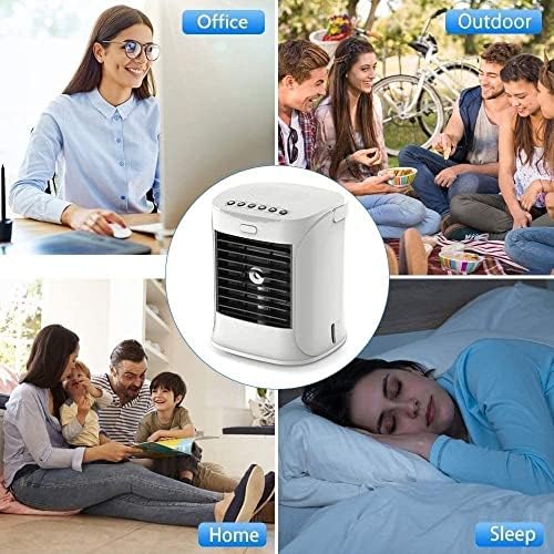Mini Portable Air Conditioner, Personal Evaporative Air Cooler, Desk Cooling Fan, Mini Air Conditioner for Bedroom Office Outdoor