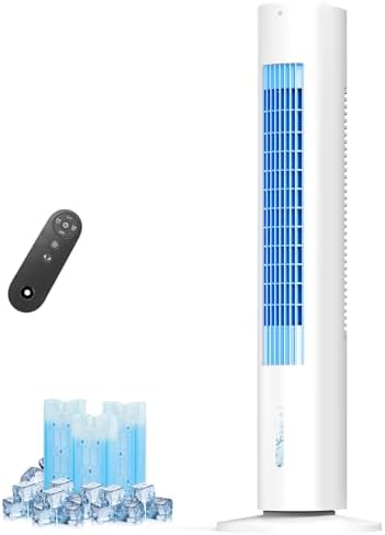 Portable Air Conditioners Windowless, 2025 Upgraded Cooling System, 35 Inch Evaporative Air Cooler w/3 Speeds