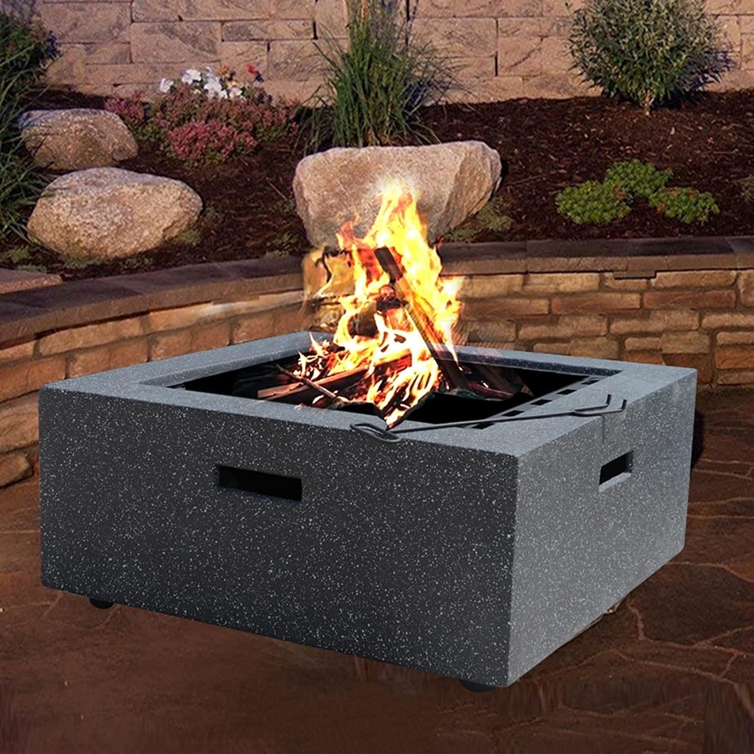 Outdoor Fire Pit 71cm Garden Terrace Heavy-Duty BBQ Table, Outdoor Cooking Fire Pit, Wood Burning Fire Bowl, Multi-Function Heating Fireplace