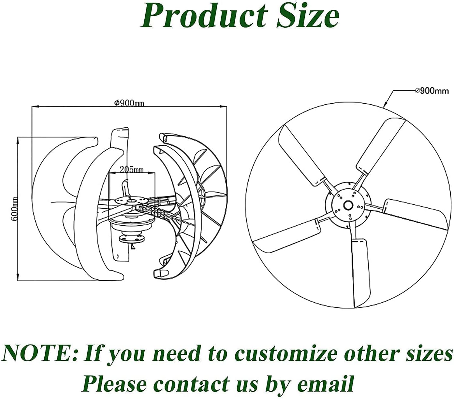 9000W Wind Turbines Generator Kit Vertical Wind Generator Kit Electricity Producer Equipment for Home Green
