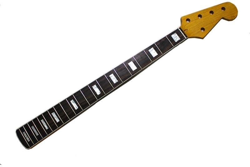 21 Frets Five Strings Maple Electric Bass Guitar Neck With Rosewood Fingerboard Yellow Color Glossy Paint Guitar Parts