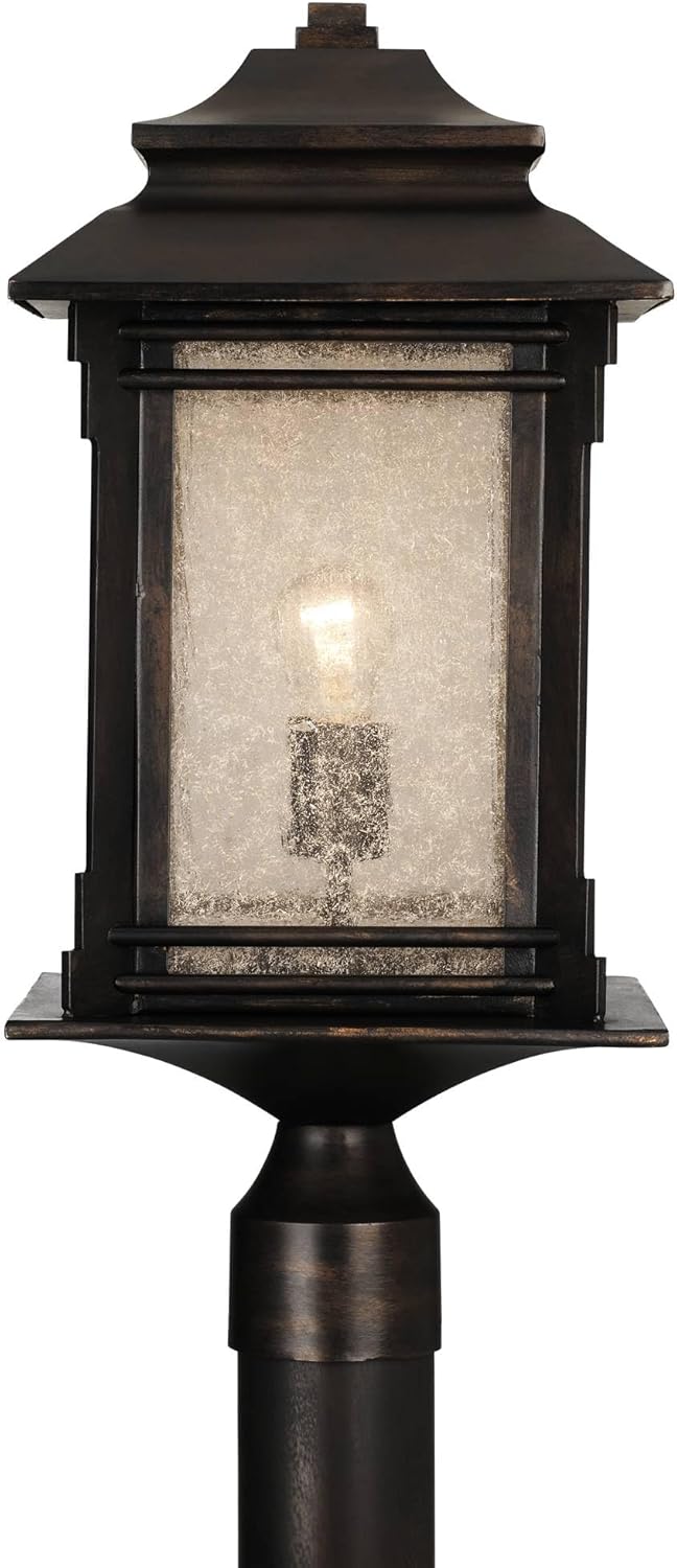 Franklin Iron Works Hickory Point Rustic Outdoor Post Light Fixture Walnut Bronze Steel 21 1/2