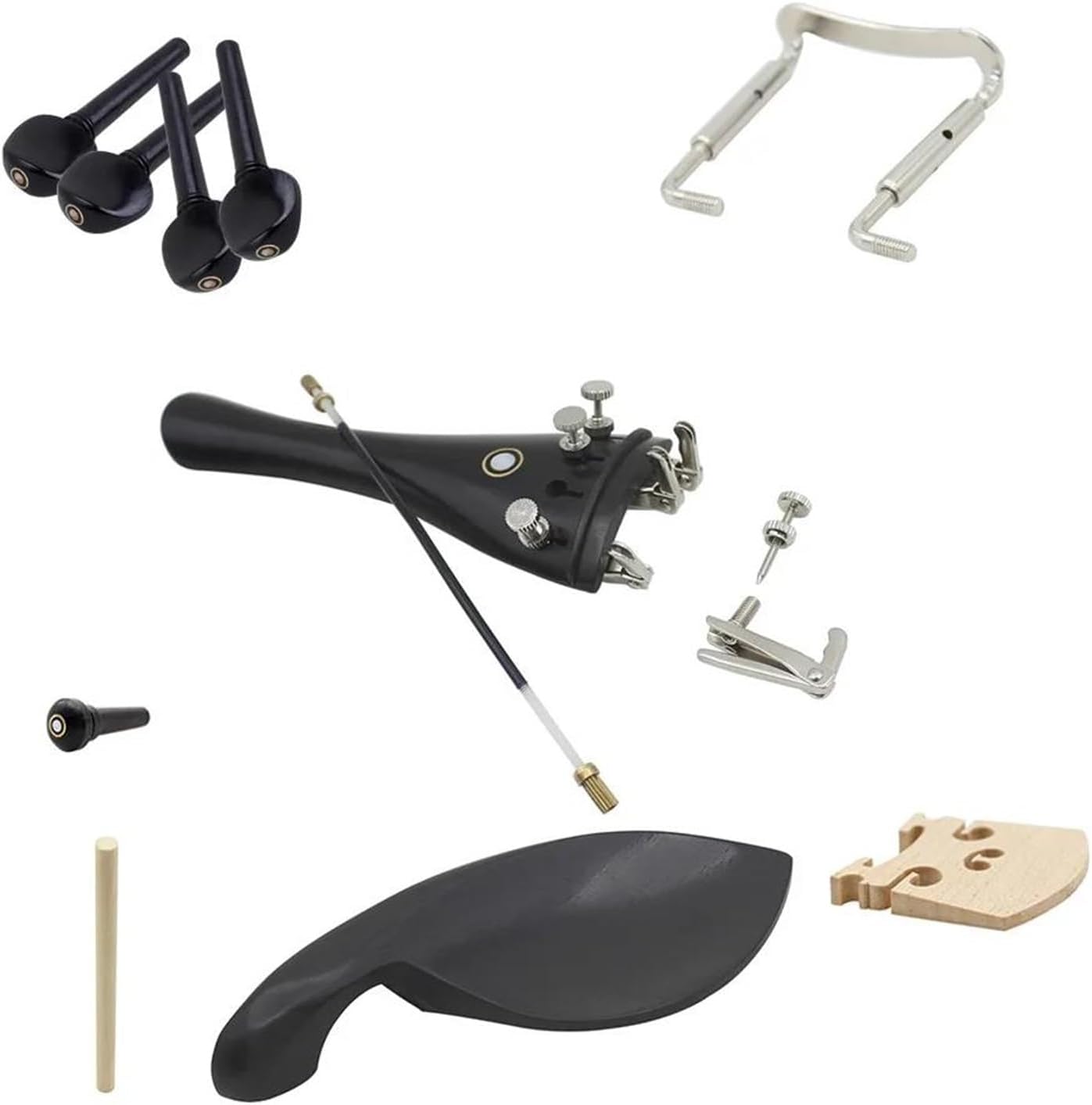 BABYCE violin accessories for beginners 15 Pcs Violin Accessories Per Set 4/4 Ebony Accessory Cable, Chin Rest, Peg And Other Violin Musical Instrument Accessories