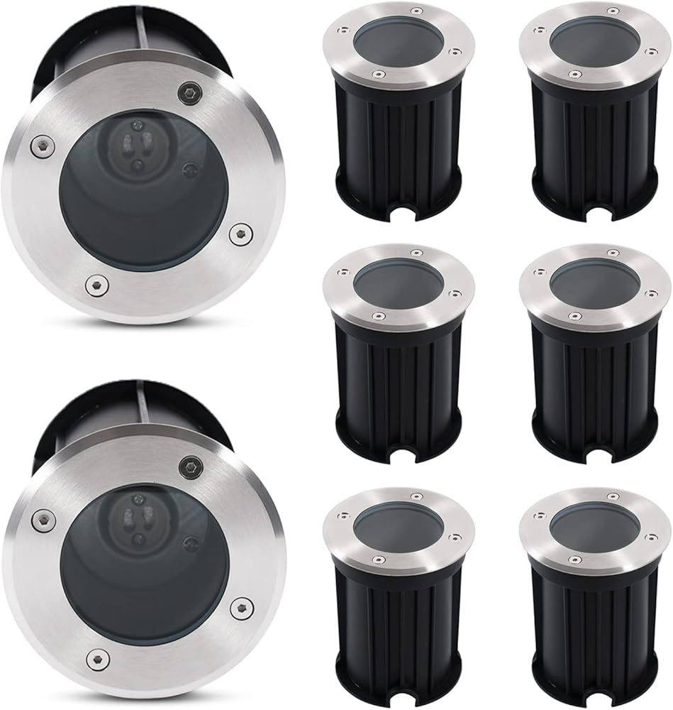 Landscape Lights 8-Pack, 35W Ground Well Light Line Voltage 100V/220V, Waterproof Landscape Lighting for Outdoor Trees Garden Driveway (GU10 Bulb, Not Included)