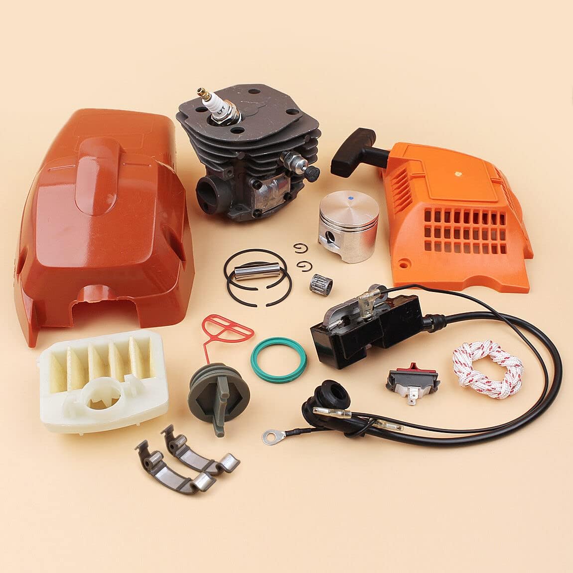 Replacement Spare Part for Chainsaw 45mm Cylinder Piston Engine Cover Air Fliter for Husquarna 350 346XP 351 353 Saw