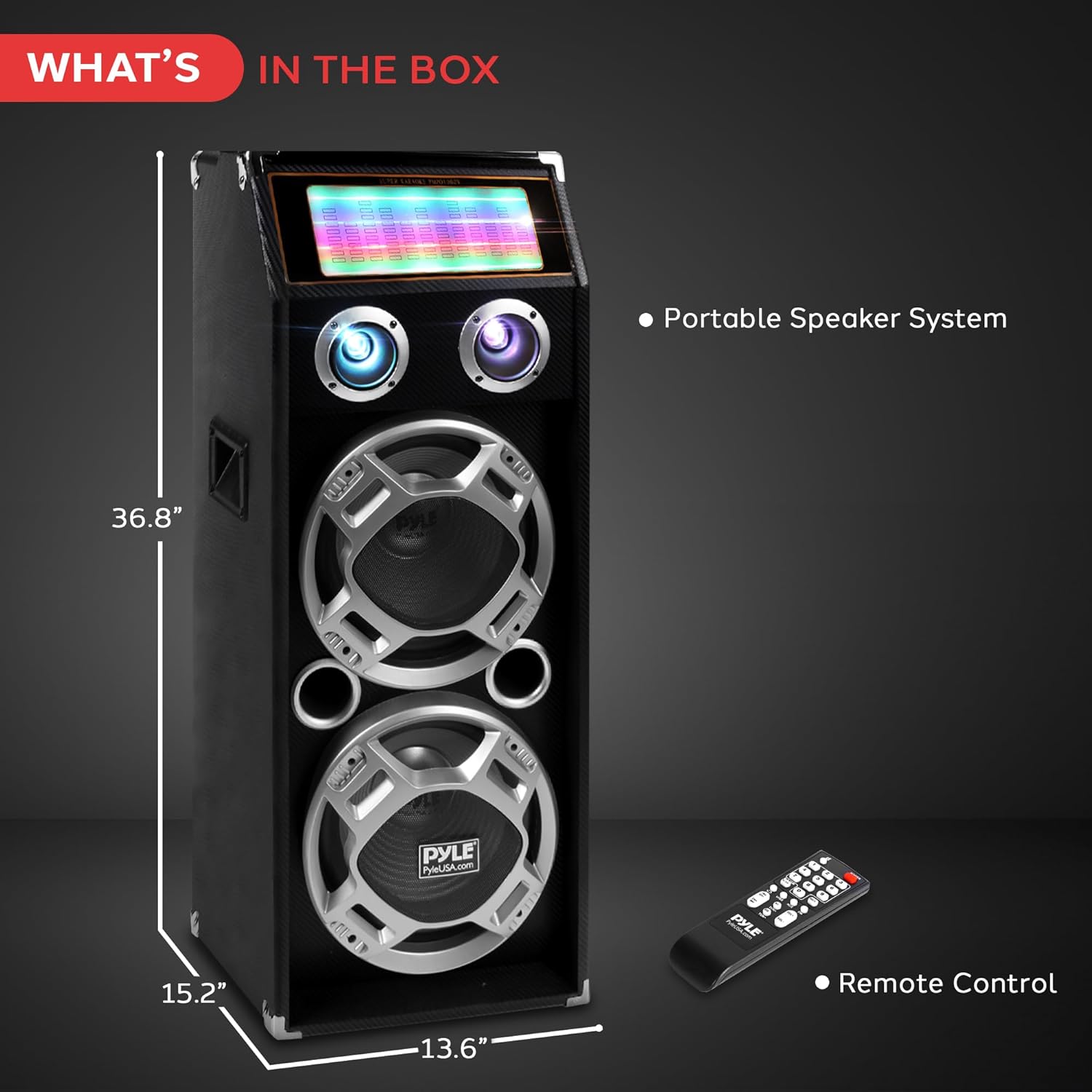 Pyle Wireless Active PA Speaker System - 1000W Portable High Powered Bluetooth Compatible Outdoor Sound Speaker w/ USB SD MP3 FM Radio AUX RCA LED DJ Lights - 35mm Stand Mount, Remote