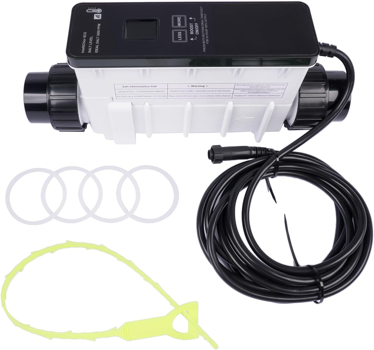 EC-521105 IC60 Salt Cell Chlorine Generator Compatible with Pentair IntelliChlor IC60 Salt Chlorinator Systems 60,000 Gallon Pool, WiFi Control, Self-Cleaning, Safety Alerts