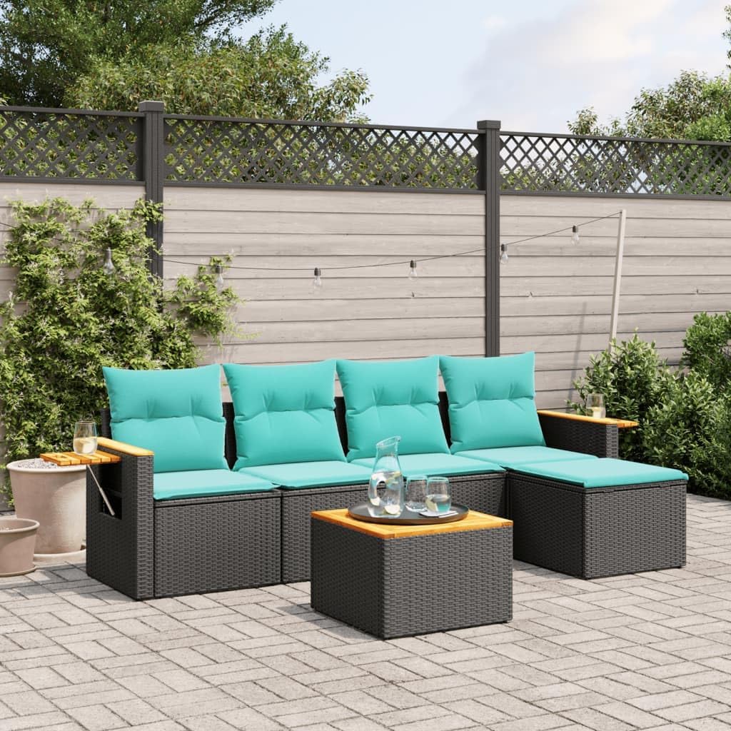Outdoor Garden Sofa Set with PE Rattan and Waterproof Storage Bag, Modular Patio Furniture with Foldable Side Table and Removable Cushion Covers