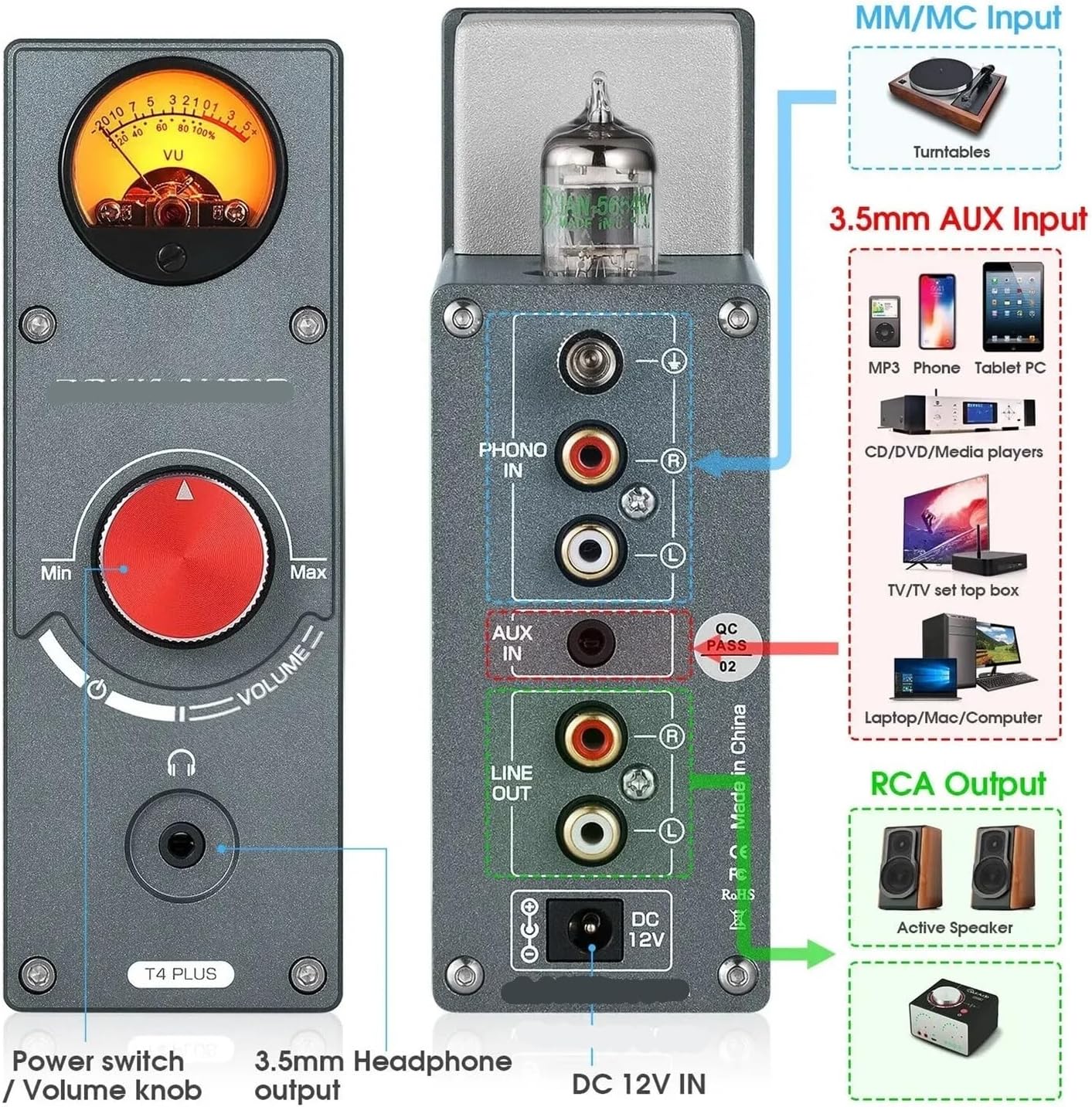 5654 Tube Phono Preamplifier Stereo Audio Preamplifier