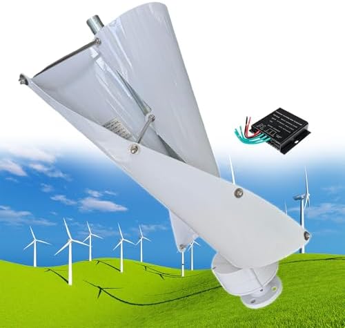 12000W Helix Maglev Wind Turbine Generator Kit - 12V/24V/48V Vertical 3-Phase AC Permanent Magnet, MPPT Controller & 2 Blades for Boats, Cabins, Gazebos, Renewable Energy Solution