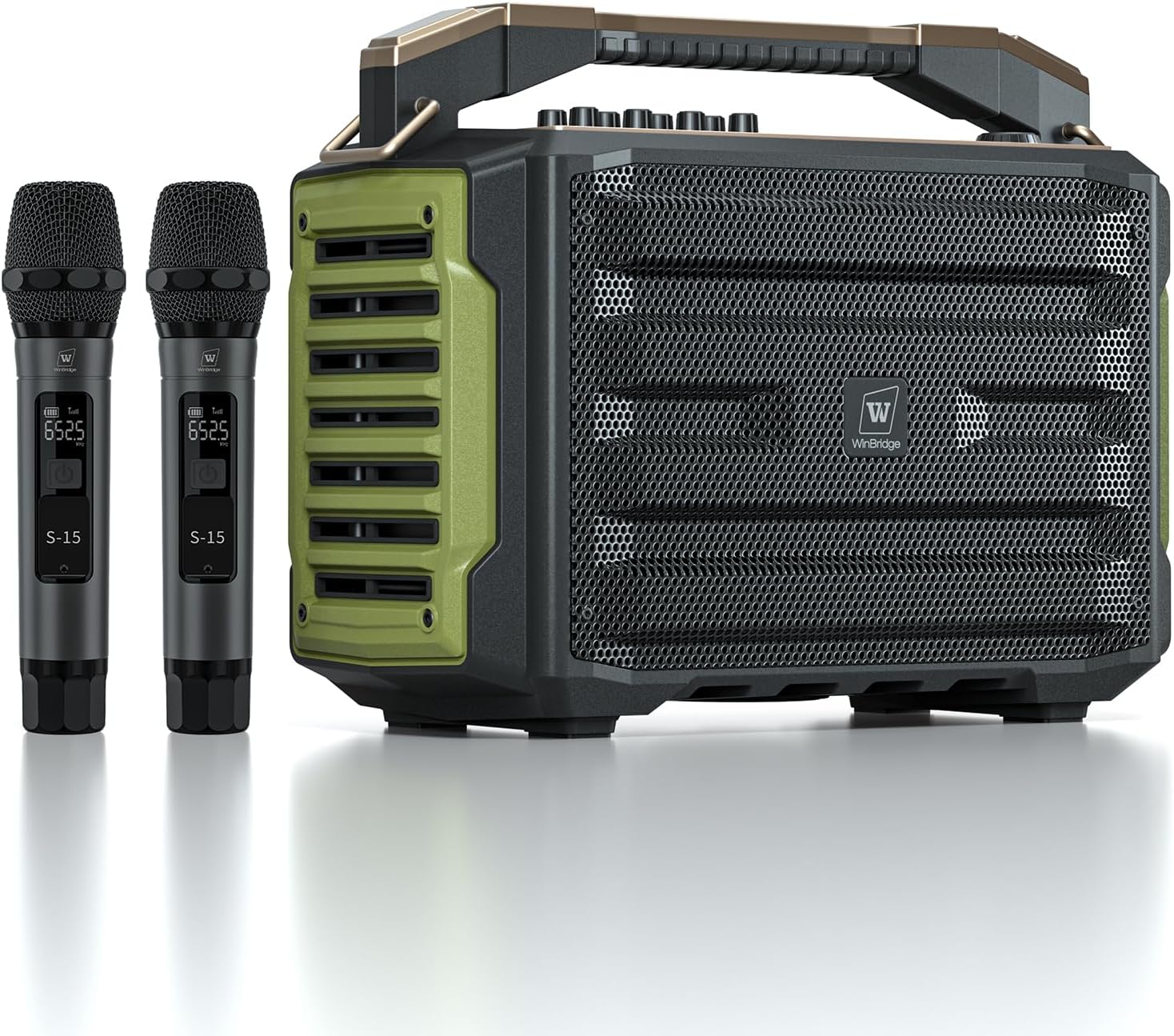 WinBridge K600 200W Portable Bluetooth Party Speaker with 2 Wireless Microphones - IPX4 Waterproof, Karaoke Machine, PA System for Outdoor/Indoor, Big Bass Pro Sound, Voice Amplifier for Teachers