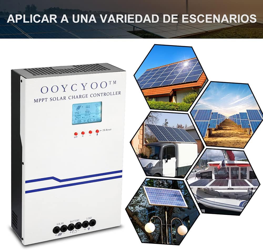 100 Amp MPPT Charge Controller MPPT 12V 24V 36V 48V Auto, 100amp Solar Charge Regulator Max 150V w/LCD Display Work with AGM, Gel, Flooded and Lithium, Max Input Power 5000W