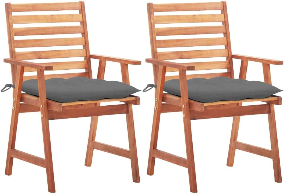 Patio Dining Chairs 2 pcs with Cushions Solid Acacia Wood,Acacia Wood Dining Chair Set with Water-Resistant Cushions for Outdoor Use Outdoor Furniture, Outdoor Chairs
