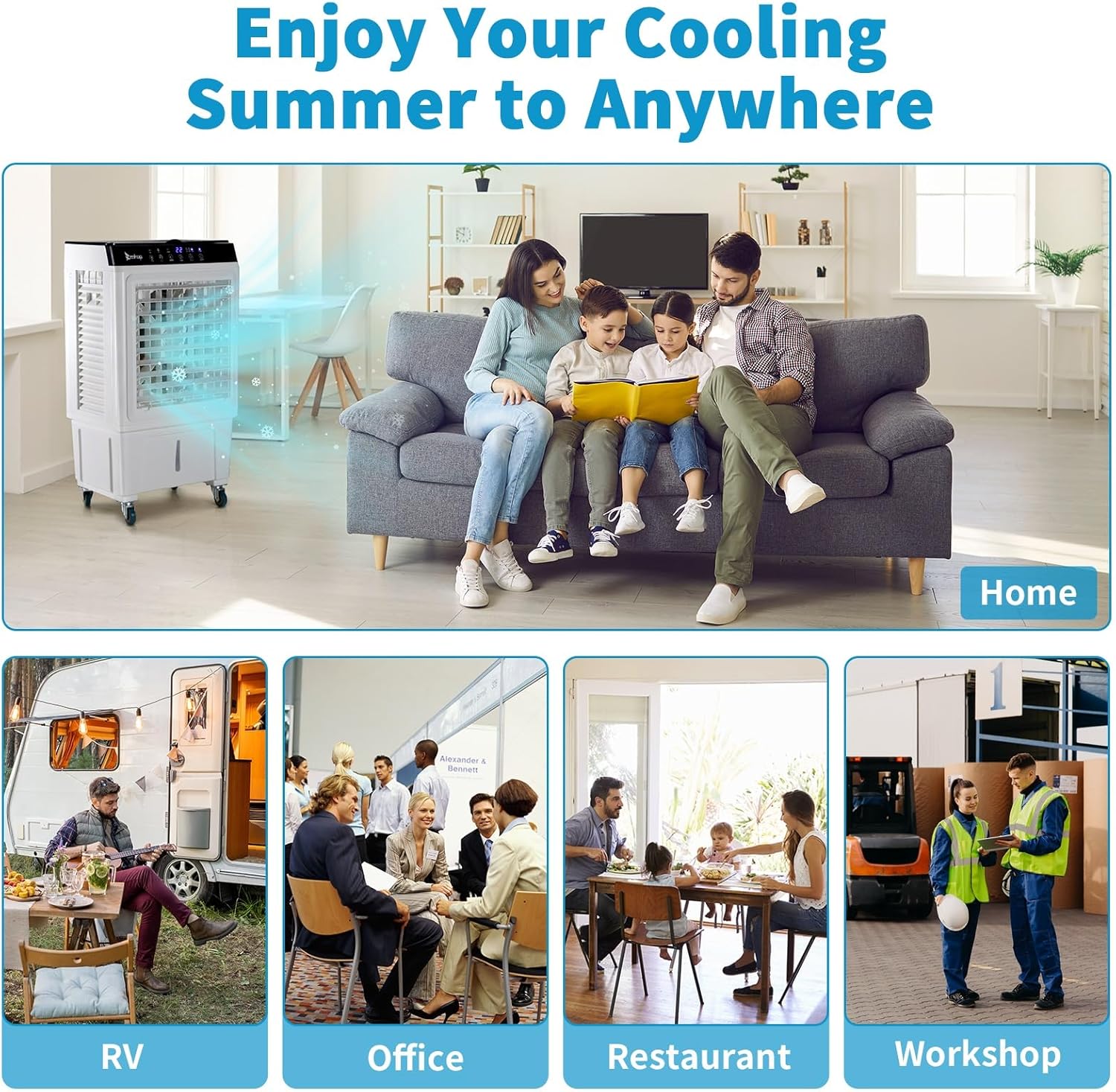 3 in 1 Portable Evaporative Cooler with 4 Ice Packs & 7.93 Gal Large Water Tank, 2353CFM Cooling Fan with Remote, 7.5H Timer, 3 Speeds, 90° Oscillation, Air Conditioner Portable for Indoor Outdoor