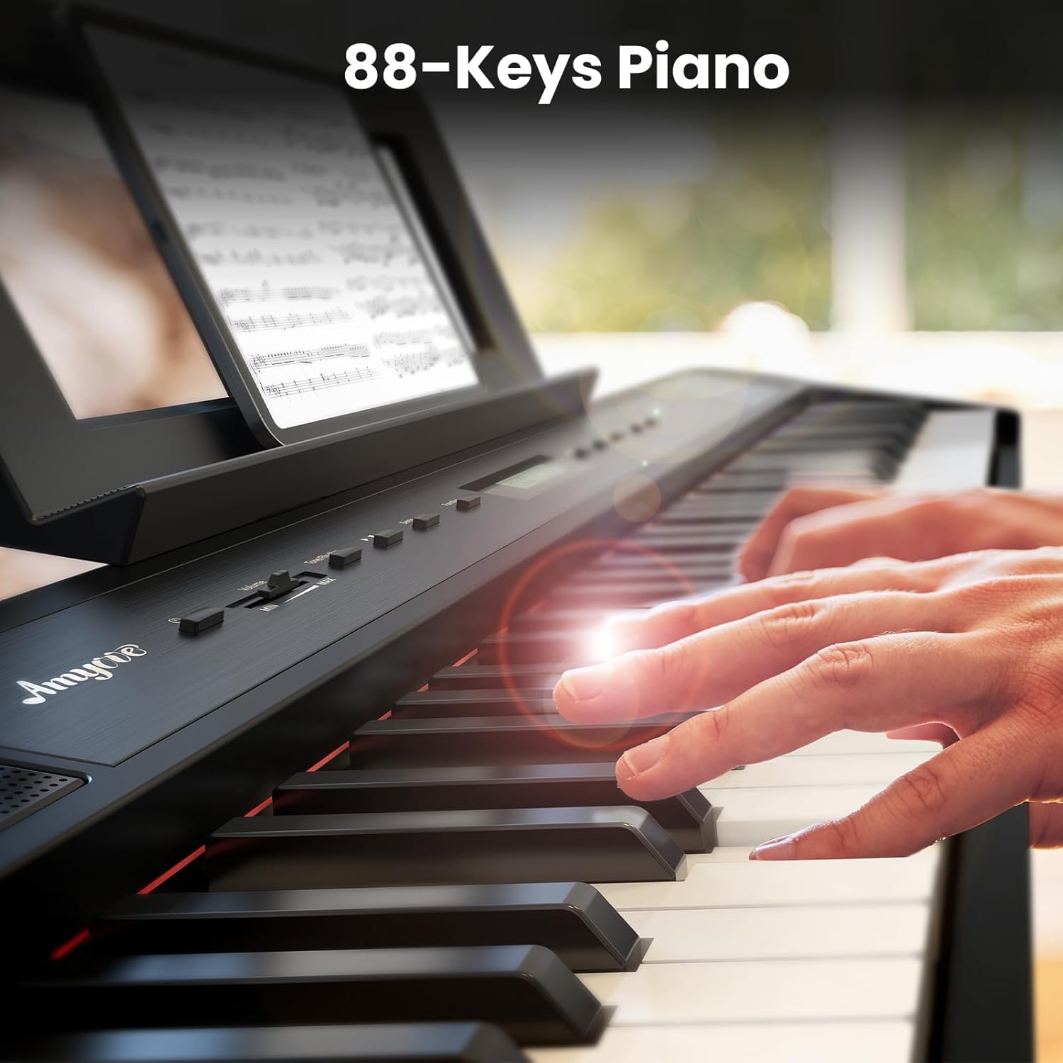 Keyboard Piano, Weighted Digital Piano 88 Key, Portable Electric Keyboard Piano with Power Supply, Piano Keyboard for Beginners and Professionals