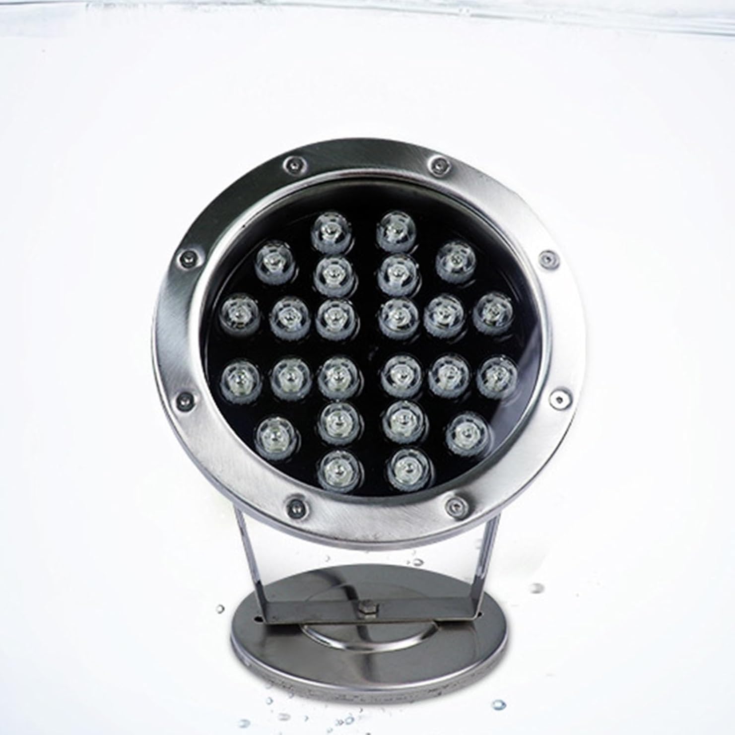 Submersible LED Pool Light - 12V Ground Landscape Lights 360° Adjustable Angle Underwater Ring Fountain Lamp, Nderwater Pond Lights, IP68 Waterproof Submersible Light(Yellow,24W)