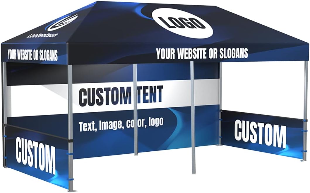 10X20ft Custom Pop Up Canopy Tent Kit Instant Outdoor Canopy with Walls and Frame - Logo, Color, Words, Pictures