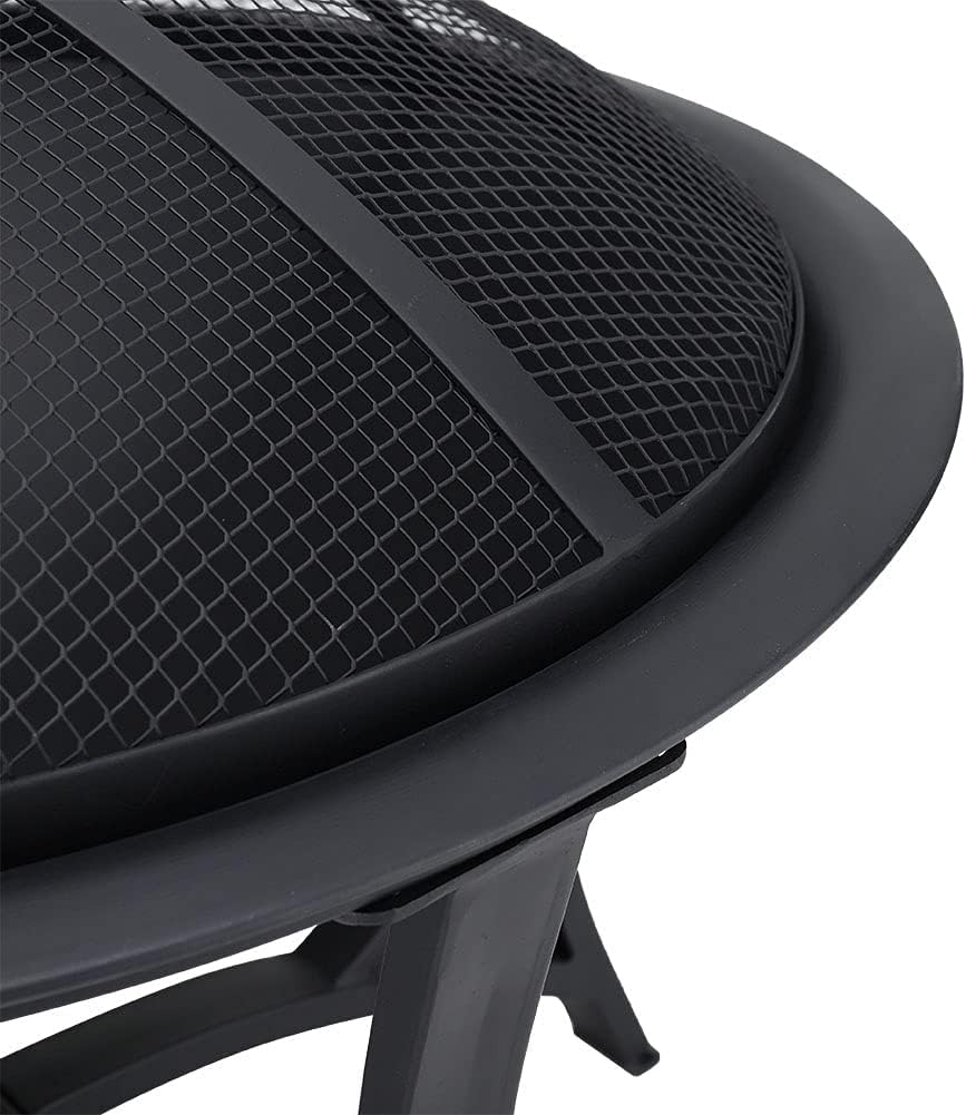 Garden fire Pit with Grill Shelf Outdoor Fire Bowl Charcoal Wood Burner