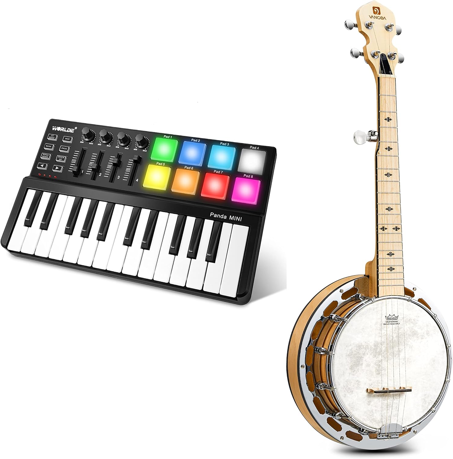 Vangoa Midi Keyboard and Banjo with Tone Ring