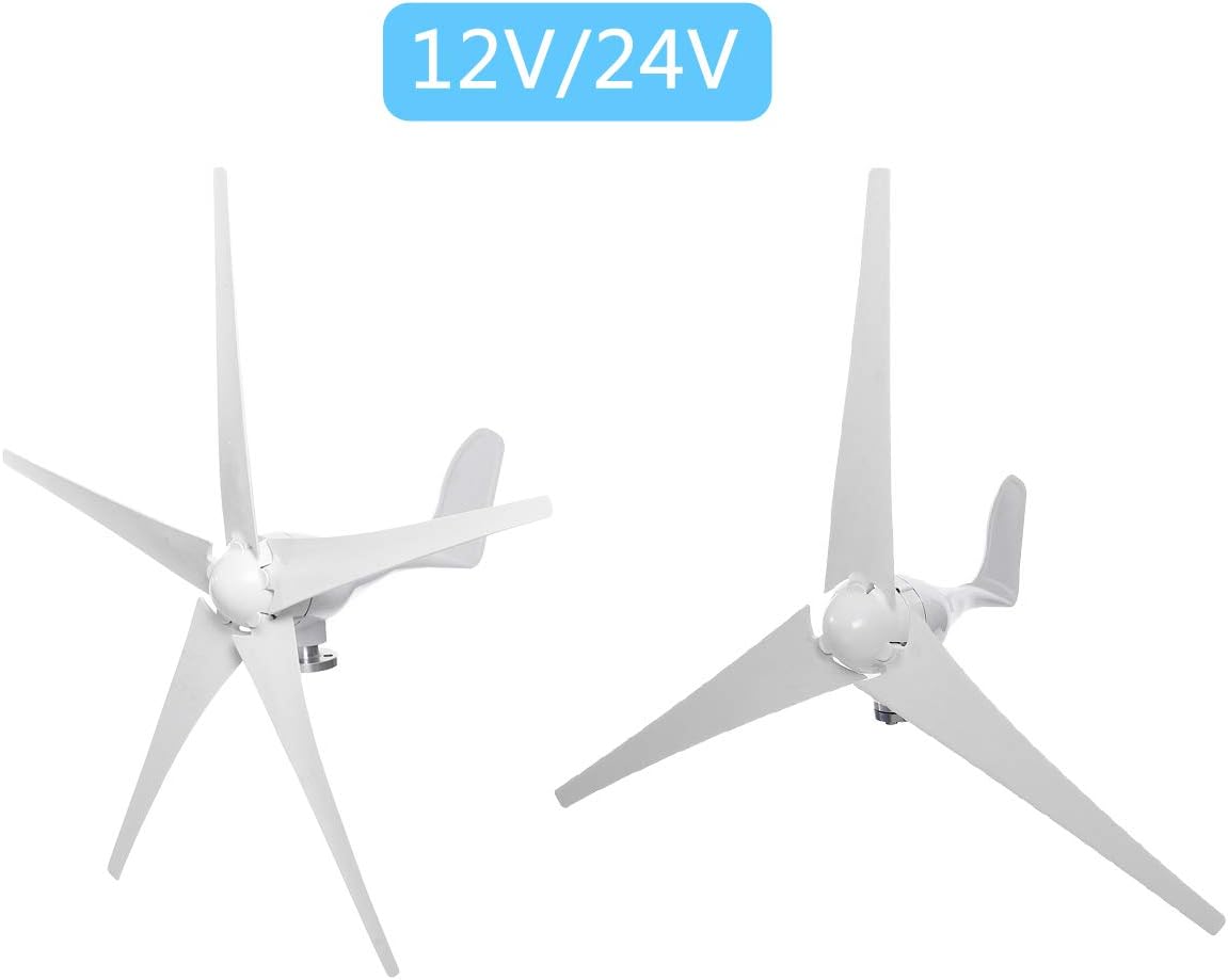 6000W 12/24/48V Wind Power Turbines Generator 3/5 Wind Blades Option with Waterproof Charge Controller Fit for Home Or Camping,3 Blades,24v