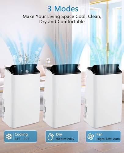 14,000 BTU Portable Air Conditioner Cools Up to 750 Sq.Ft, 3-IN-1 Quiet Portable AC Unit with Remote Control & Installation Kits for Large Room, Smart/Sleep Mode, Auto Swing, 24H Timer