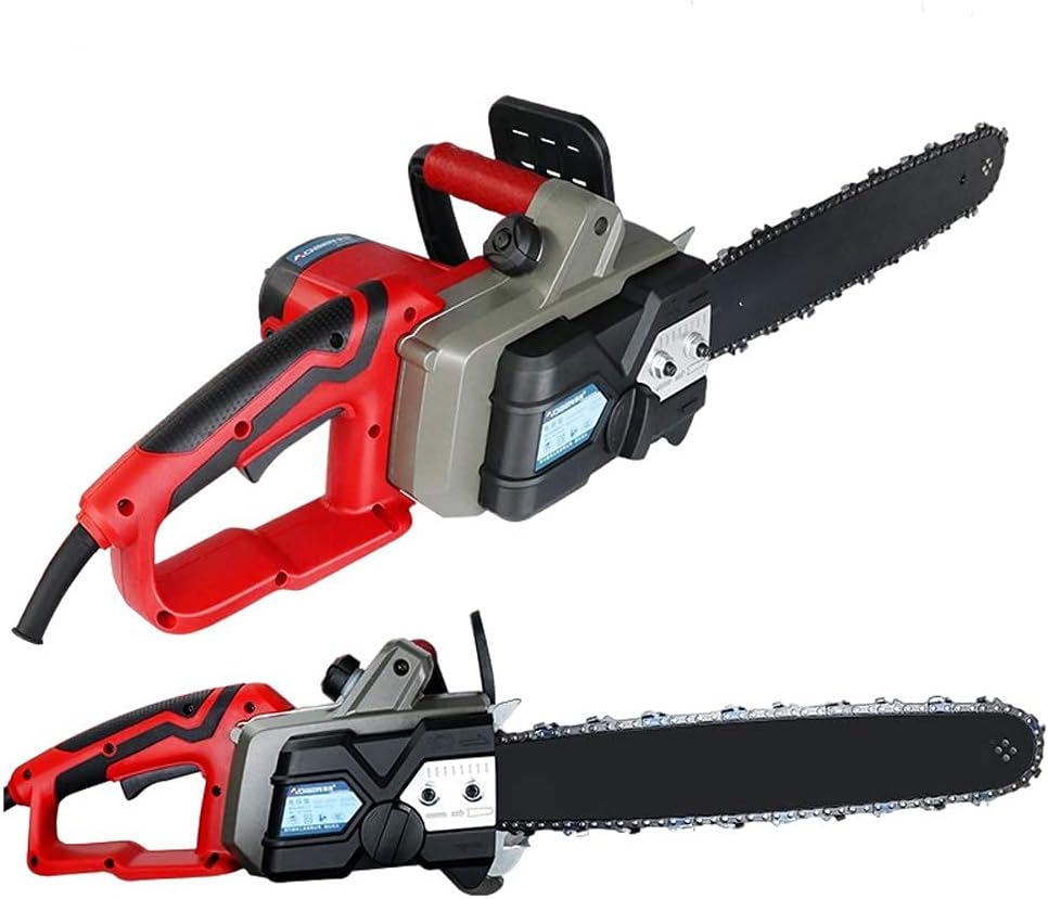 Mini Chainsaw Cordless One-Handed Electric Saw, Suitable for Garden Tree Pruning and Wood Cutting Power Chain Saws 1900W (Red)