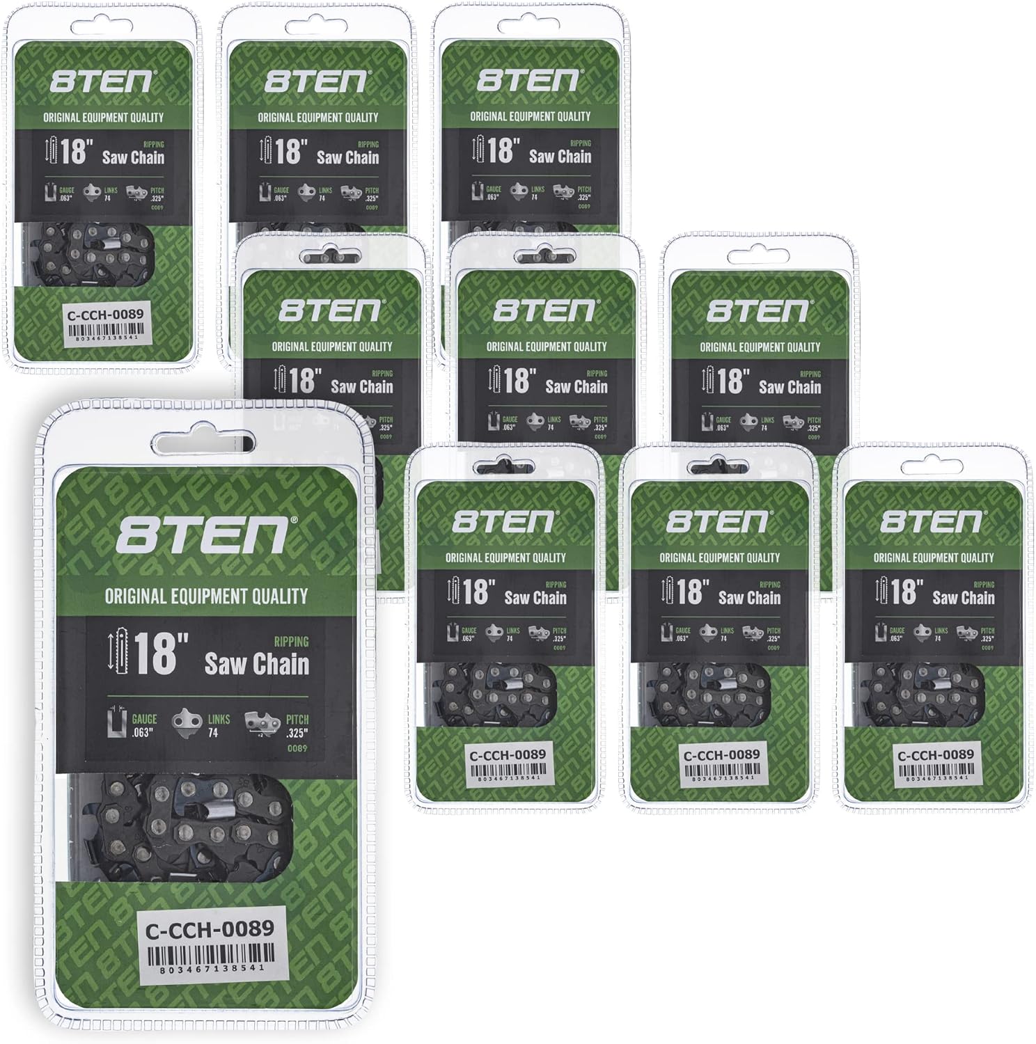8TEN Ripping Chainsaw Chain 18 Inch .063 .325 74DL For Stihl MS260 MS390 MS360 MS310 (10 Pack)