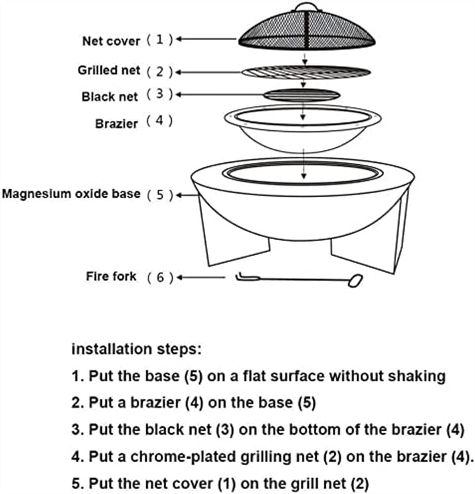 Outdoor Fire Pit, Outdoor Brazier, Wood Burning Fire Pit with Spark Screen, Fire Pits for Outside, Bonfire, Party, BBQ, Patio & Garden
