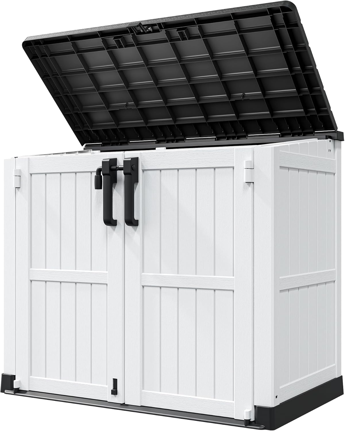 Horizontal Resin Storage Shed 36 Cu Ft with Lockable Doors, Portable Outdoor Storage Cabinet -Waterproof Outdoor Storage Box for Backyards, Easy to Assemble