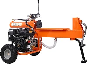 20 Ton Portable Log Splitter 48.6W x26.7D x34.2 H Orange, EPA Compliant 7HP Gas Engine, Auto Return Ram 2-Stage Hydraulic Gear Pump, Horizontal Full Beam Steel Wedge for Firewood