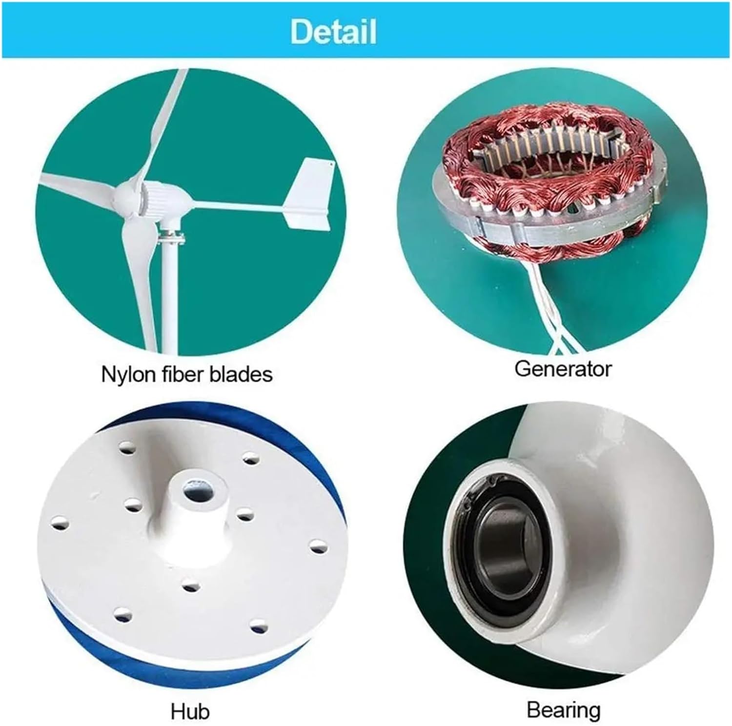 Wind Turbine Generator Kit, 20KW 12V 24V 48V Horizontal Axis Wind Power Turbine for Home Farm Electric nerator 20000W Windmill 3 Blades Three Phase AC for Hybrid Solar Wind System(12V_20KW)