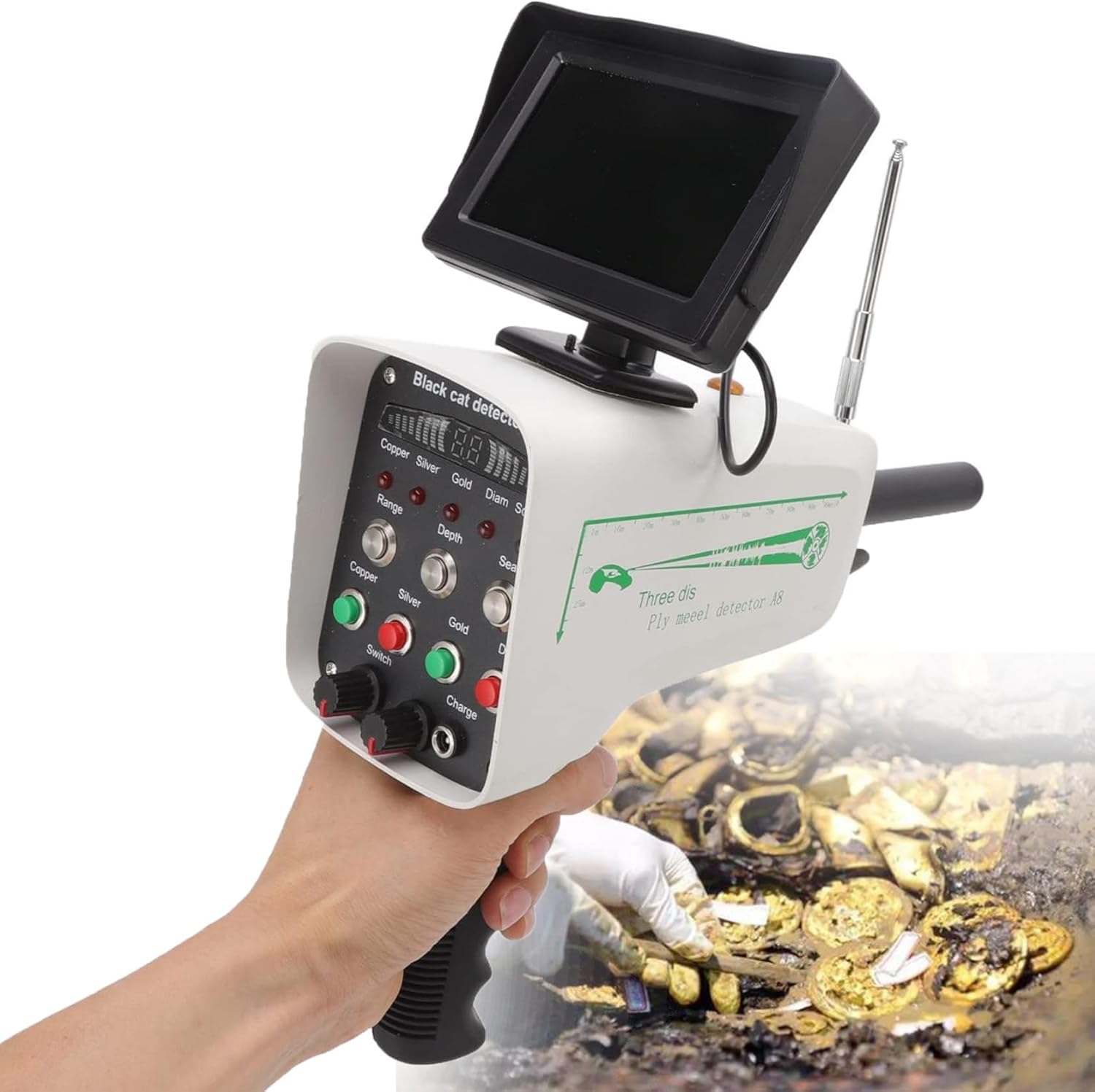 Metal Detector, 3D Display, High-Precision Rechargeable Metal Detector Remote Positioning Scanning, Suitable for Gold, Silver and Copper
