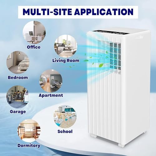 8000Btus Portable Air Conditioner with Cooling, Dehumidifier, Fan 3-IN-1 Indoor AC, 24H Timer, 2 Wind Speeds, Sleep Mode, Portable AC with Remote Control for Home Offices Garage