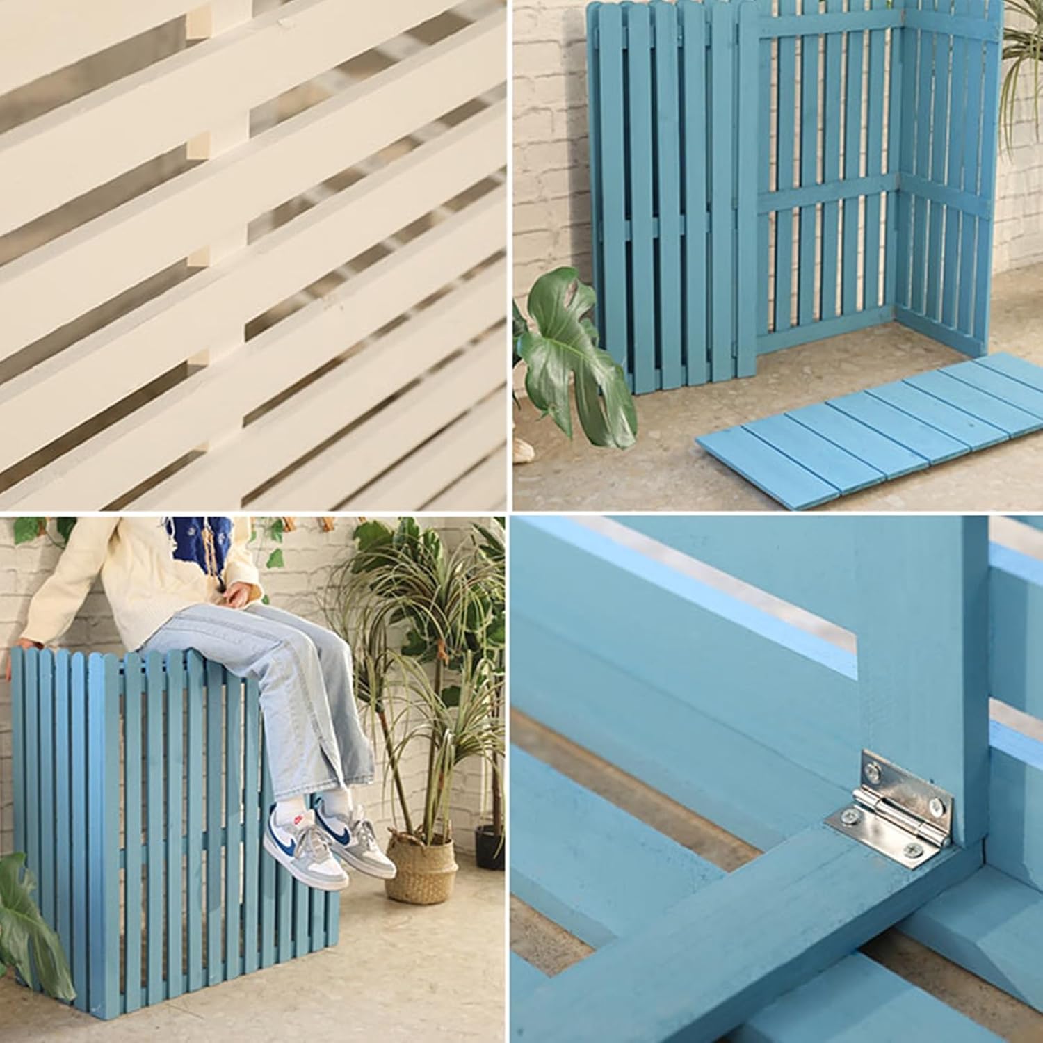 Outdoor Air Conditioner Rack Rain and Sun Grille Solid Wood Garden Shelf Air Conditioner Protective Cover Removable Easy to Assemble Balcony Shelter Decoration ( Color : Yellow , Size : 105X45X100CM )