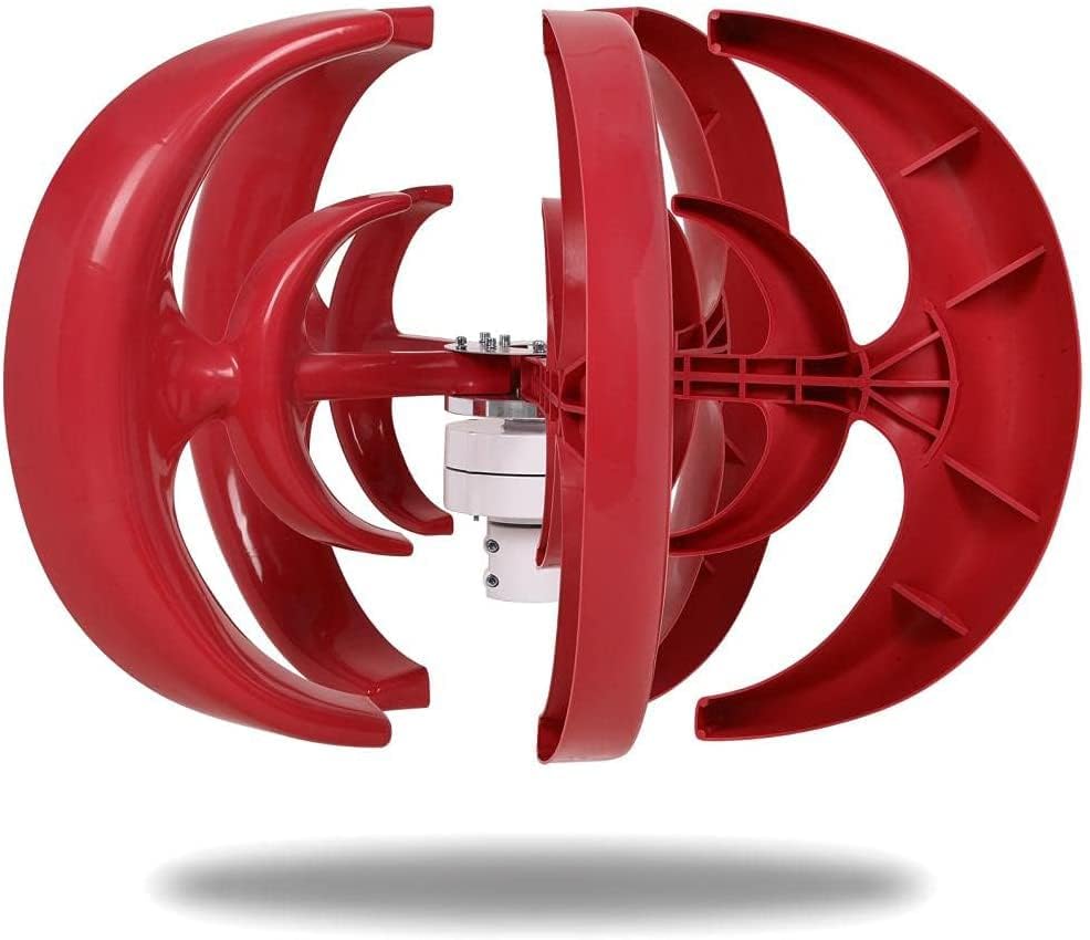 Wind Turbine Generator Kit, 8000W 5 Blade Wind Turbine Lantern Vertical Wind Generator Kit Electricity Producer Equipment (Red)