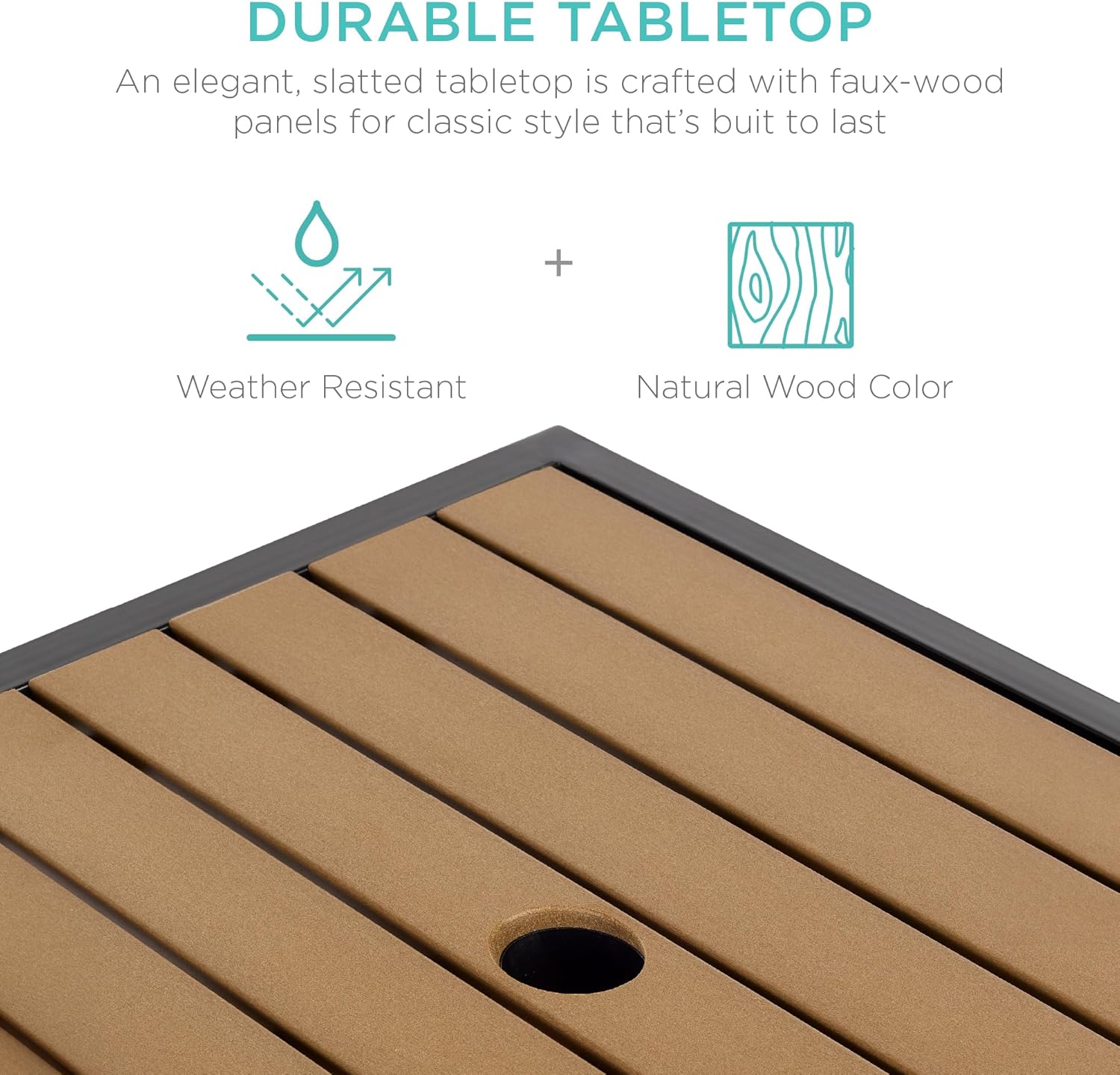 Best Choice Products Wicker Side Table with Umbrella Hole, Square PE Rattan Outdoor End Table for Patio, Garden, Poolside, Deck w/UV-Resistant Frame, Storage Space - Natural