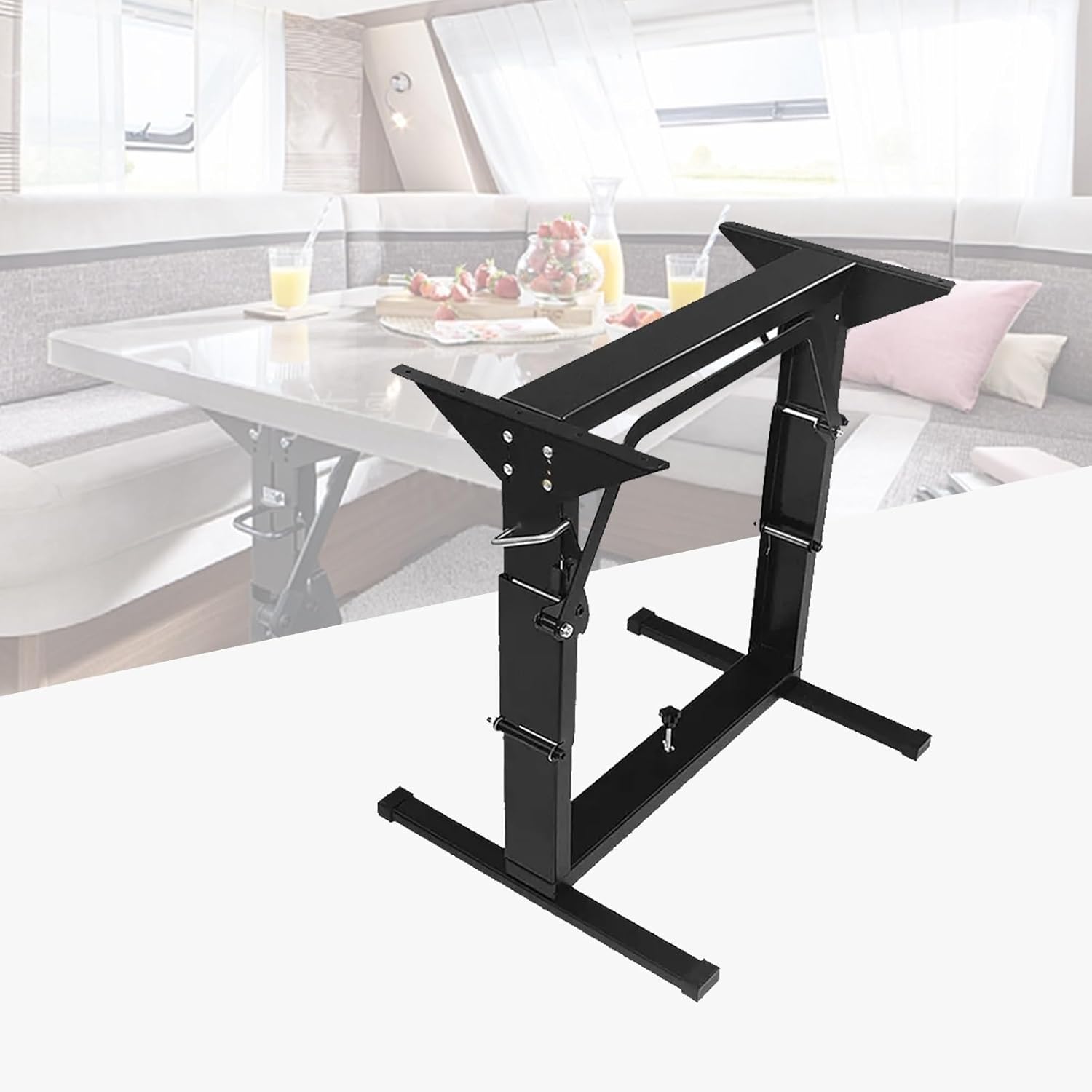 RV Table Stand, RV Dinette Table Base, Black/White Folding Table Leg/Bed Base for RV, Collapsible Table Stand, Metal Table Legs, for Caravan Boat Yacht and Various Outdoor Activities ( Color : Black )
