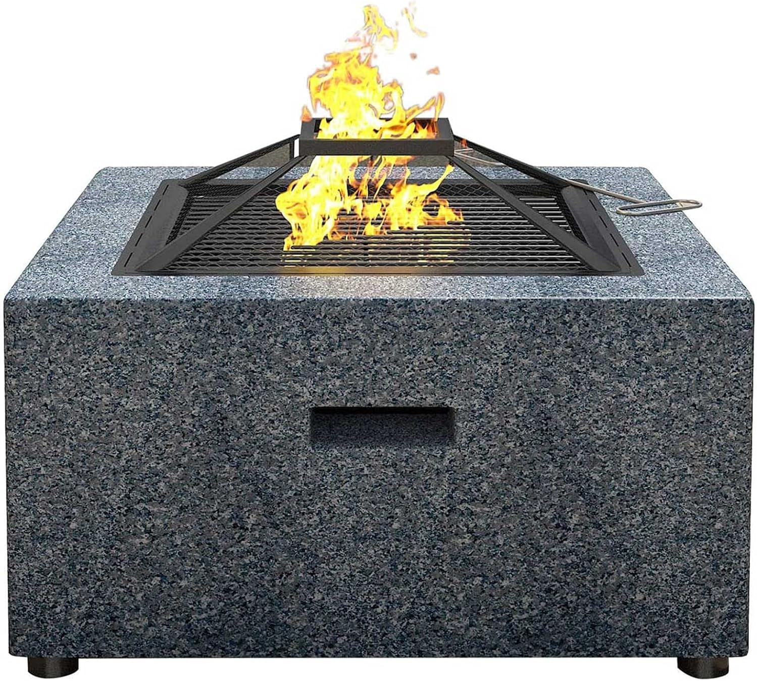 Outdoor Charcoal Fire Pit Table - Square Base Patio Heater - 3 in 1 Barbecue Firepits for Outside Balcony Backyard