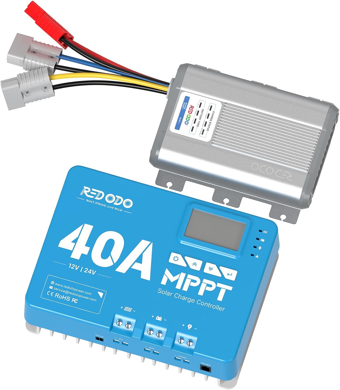 Redodo MPPT Solar Charge Controller 40Amp 12V/24V DC Built in Bluetooth and 12V 40A DC to DC Charger with MPPT