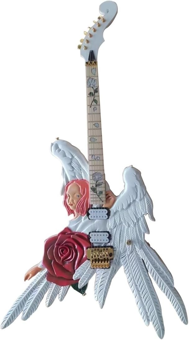 Hand Made Electric Guitar Angel Rose Inlay Body Abalone Flower Inlay Fretboard Gold Tremolo Bridge Whammy Bar (rose angel)