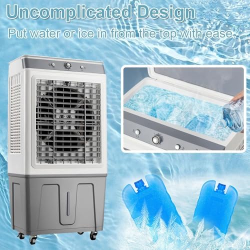 Generic Evaporative Air Cooler Portable, Energy Saved Cooling Fan With 9 Gal Tank, Swamp Cooler With Universal Wheel, Portable Air Conditioner For Bedroom Home Office