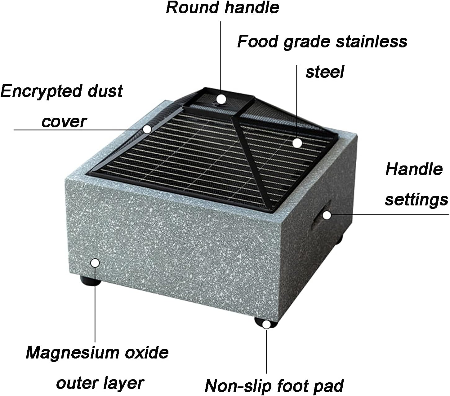 Fire Pit Garden fire Pit, Square Heating Brazier, fire Pit Table with Barbecue Grill, Wood Burning fire Pit in Courtyard