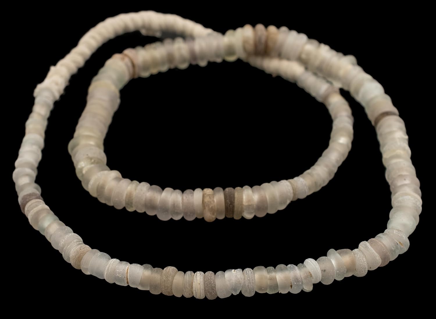 The Bead Chest Clear Old Annular Wound Dogon Beads 11mm Nigeria African Glass 36 Inch Strand Handmade