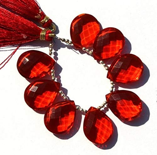 4 pcs 2 match pair 15x20 mm red quartz faceted pear briolettes