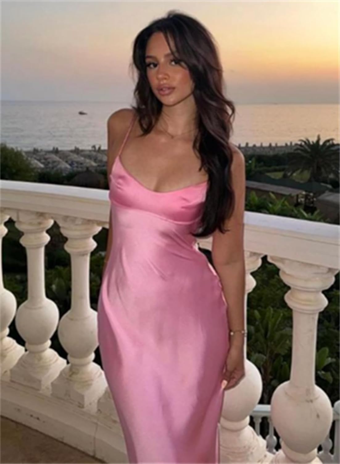 BOLENSYE Satin Bridesmaid Dresses Long Prom Dress for Women Spaghetti Strap Formal Dress Mermaid Evening Party Gown