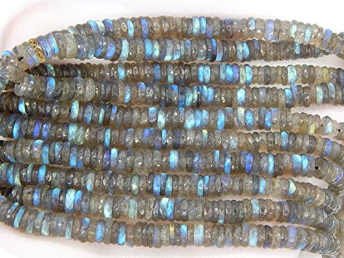 8 String Blue Flash Labradorite Faceted Tyre Beads/Labradorite Heishi Beads 100 Persent Natural Gemstone Size 7.4x5. mm 20