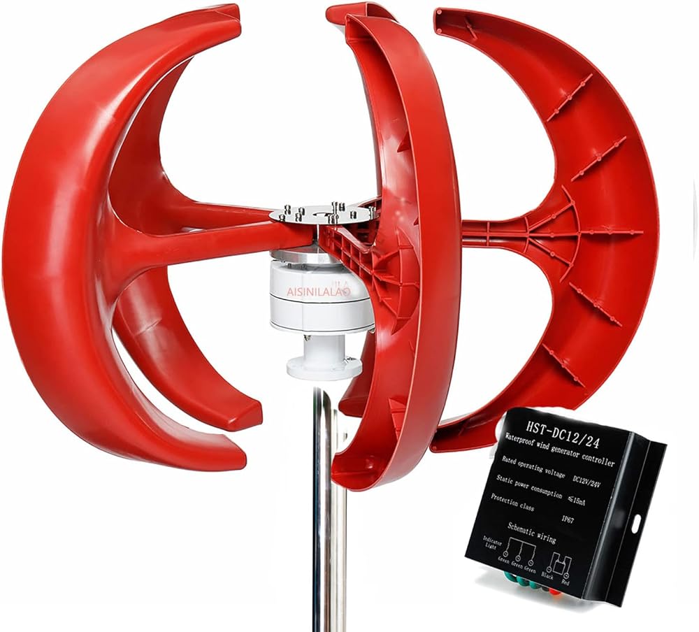 Efficient 12000W Vertical Wind Turbine, 12V 24V 48V with Free Charging Controller Low Noise for Garden Home
